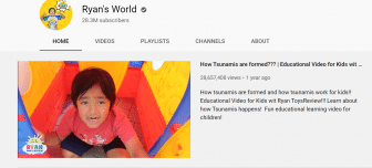 Screen shot of Ryan's World youtube channel.