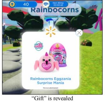 Rainbocorns eggzania surprise mania toy, pink bird unicorn with egg, on bottom in fine print "this is an advertisement"